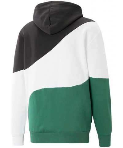 Men's Power Cat Colorblocked Logo-Print Fleece Hoodie Green $31.14 Sweatshirt