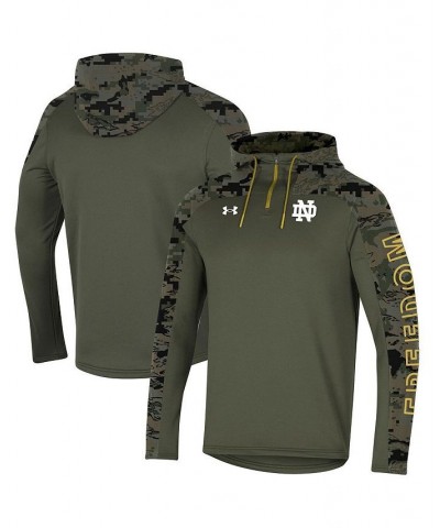 Men's Olive Notre Dame Fighting Irish Freedom Quarter-Zip Pullover Hoodie $43.24 Sweatshirt