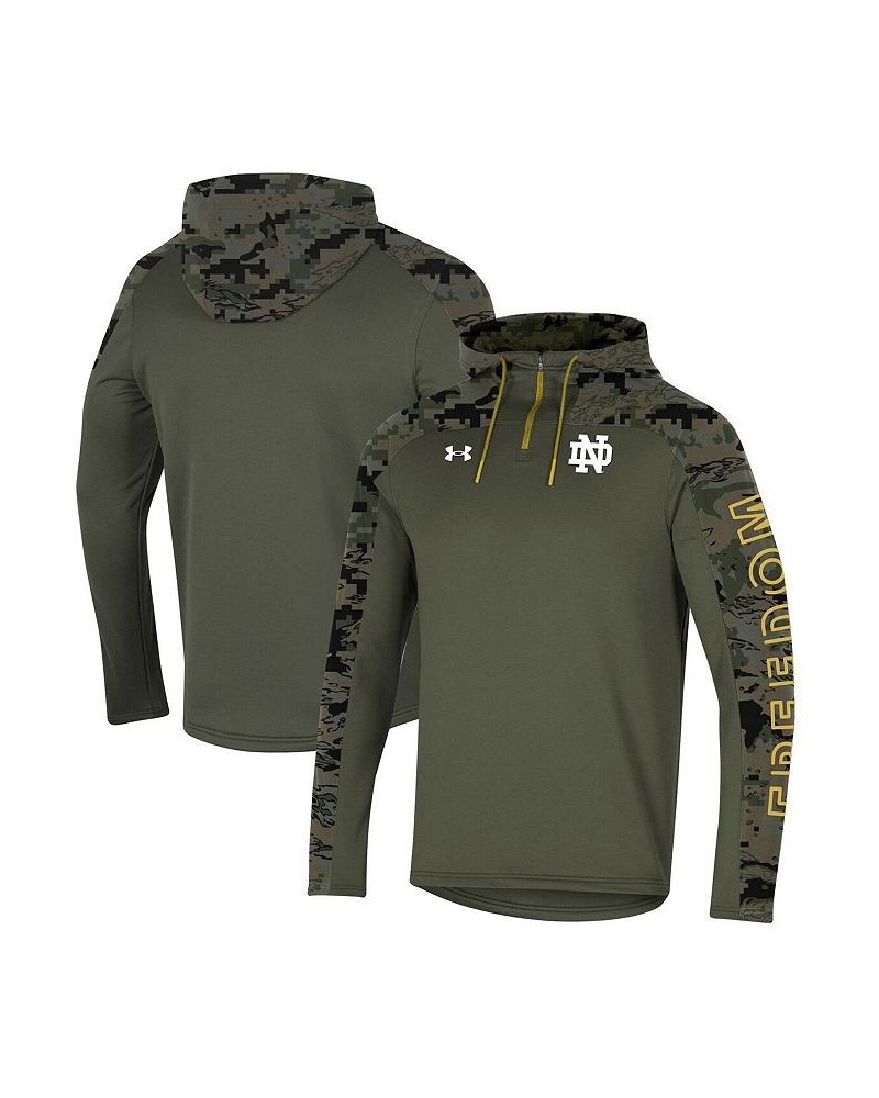 Men's Olive Notre Dame Fighting Irish Freedom Quarter-Zip Pullover Hoodie $43.24 Sweatshirt