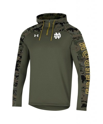 Men's Olive Notre Dame Fighting Irish Freedom Quarter-Zip Pullover Hoodie $43.24 Sweatshirt