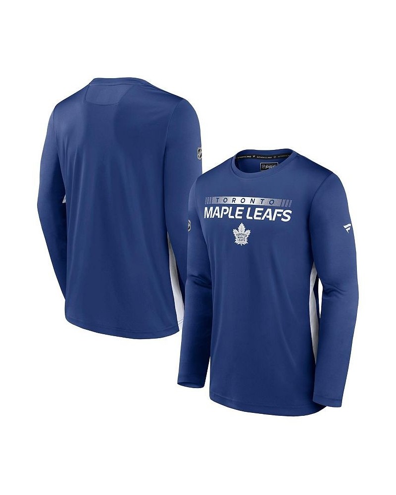 Men's Branded Blue Toronto Maple Leafs Authentic Pro Rink Performance Long Sleeve T-Shirt $33.14 T-Shirts