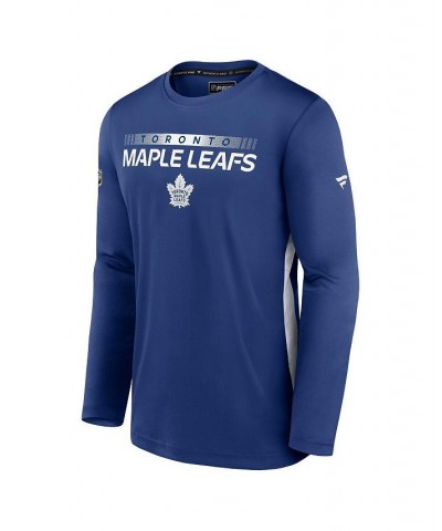 Men's Branded Blue Toronto Maple Leafs Authentic Pro Rink Performance Long Sleeve T-Shirt $33.14 T-Shirts