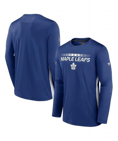 Men's Branded Blue Toronto Maple Leafs Authentic Pro Rink Performance Long Sleeve T-Shirt $33.14 T-Shirts