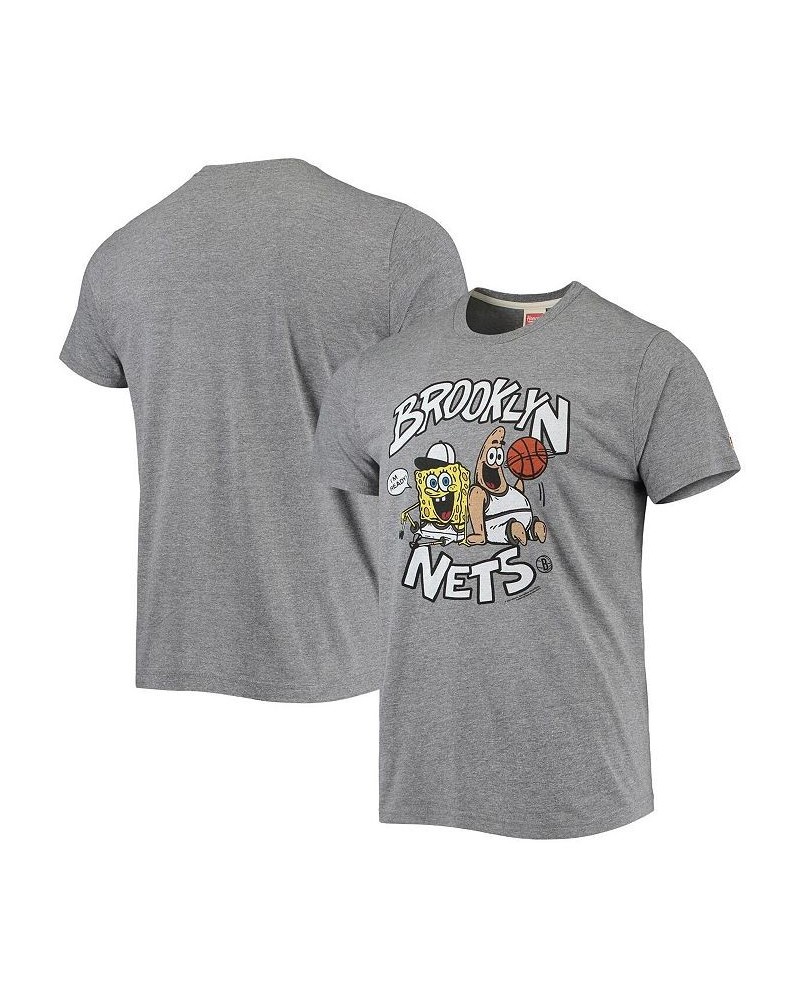 Men's Heathered Gray Brooklyn Nets NBA x Spongebob Collab Tri-Blend T-shirt $19.78 T-Shirts