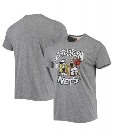 Men's Heathered Gray Brooklyn Nets NBA x Spongebob Collab Tri-Blend T-shirt $19.78 T-Shirts