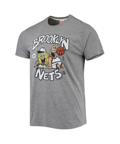 Men's Heathered Gray Brooklyn Nets NBA x Spongebob Collab Tri-Blend T-shirt $19.78 T-Shirts