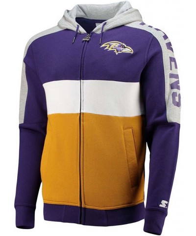 Men's Purple, Gold-Tone Baltimore Ravens Playoffs Color Block Full-Zip Hoodie $36.39 Sweatshirt