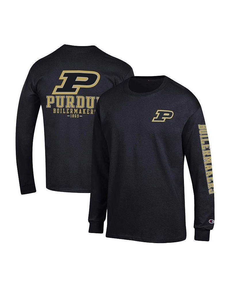 Men's Black Purdue Boilermakers Team Stack Long Sleeve T-shirt $23.50 T-Shirts