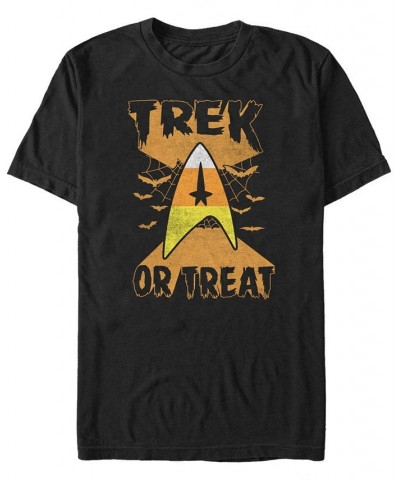 Star Trek Men's Trek or Treat Candy Corn Badge Halloween Short Sleeve T-Shirt Black $19.59 T-Shirts