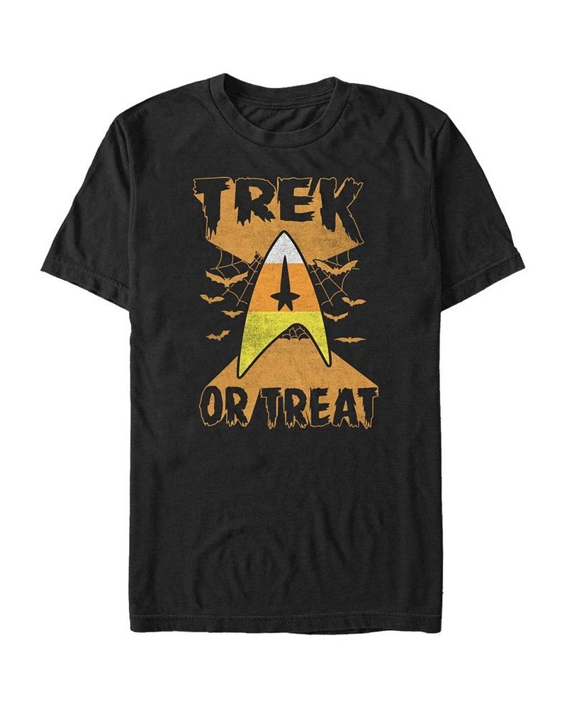 Star Trek Men's Trek or Treat Candy Corn Badge Halloween Short Sleeve T-Shirt Black $19.59 T-Shirts