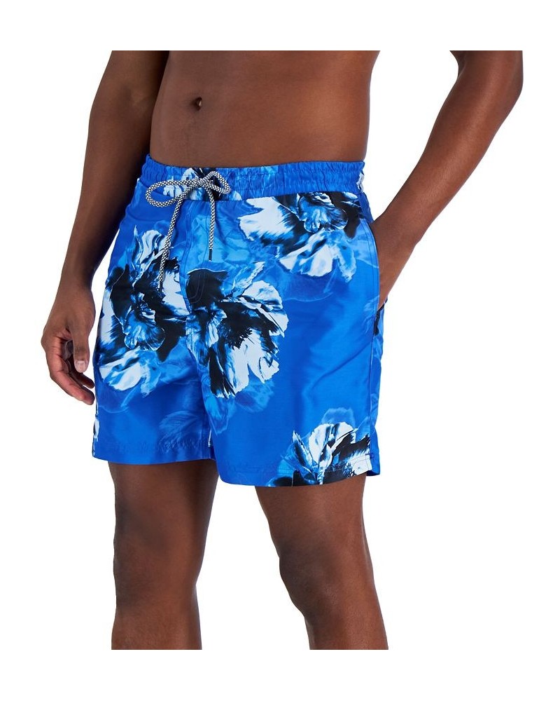 Men's Arden Quick-Dry Floral-Print 5" Swim Trunks Blue $14.40 Swimsuits