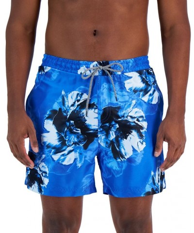 Men's Arden Quick-Dry Floral-Print 5" Swim Trunks Blue $14.40 Swimsuits