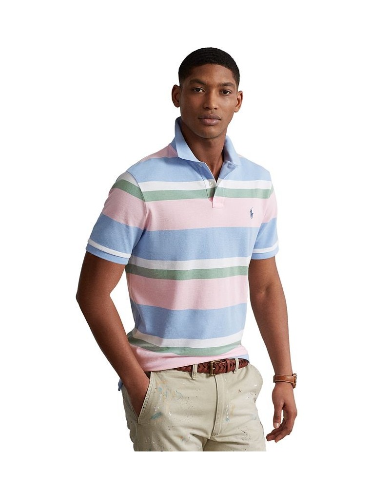 Men's Classic-Fit Striped Mesh Polo Shirt Blue $48.75 Polo Shirts