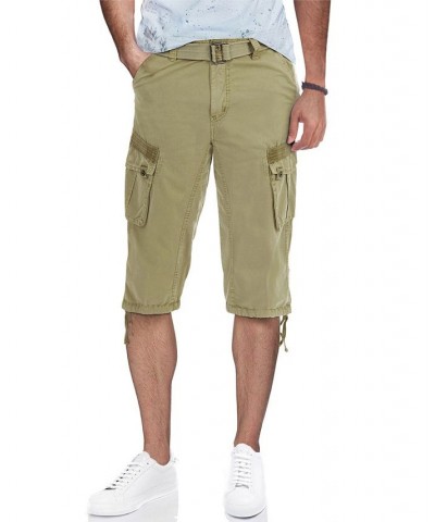 Men's Belted Capri Cargo Shorts Stone $23.75 Shorts