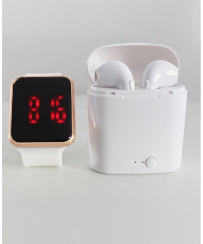 Unisex LED Touch Watch and Wireless Headphones with Portable Charging Case Set $18.54 Watches