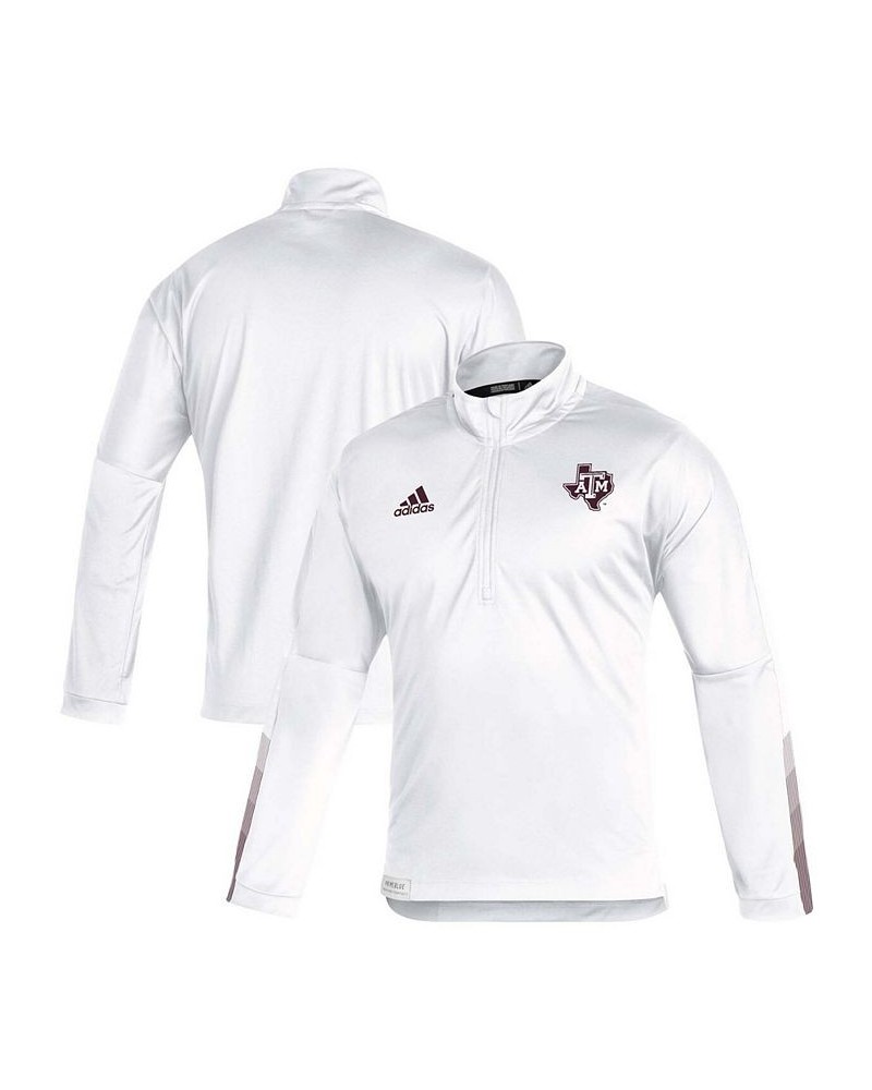 Men's White Texas A M Aggies 2021 Sideline Primeblue Quarter-Zip Jacket $31.02 Jackets