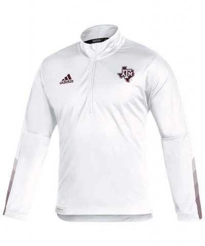 Men's White Texas A M Aggies 2021 Sideline Primeblue Quarter-Zip Jacket $31.02 Jackets