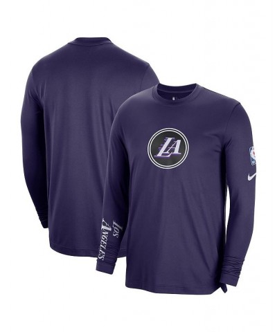 Men's Charcoal Los Angeles Lakers 2022/23 City Edition Pregame Warmup Long Sleeve Shooting Shirt $32.32 T-Shirts