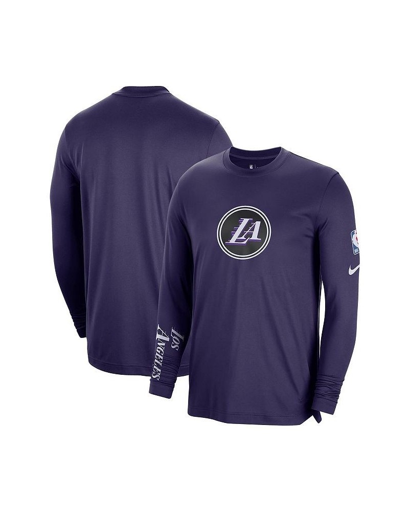 Men's Charcoal Los Angeles Lakers 2022/23 City Edition Pregame Warmup Long Sleeve Shooting Shirt $32.32 T-Shirts