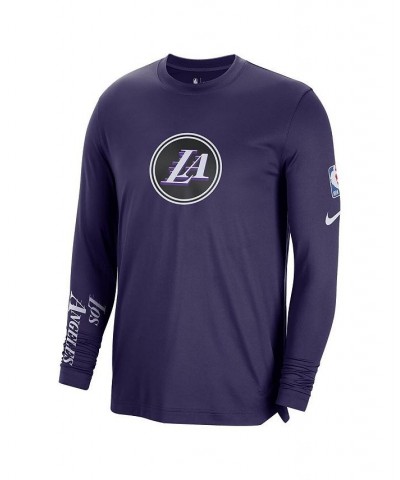 Men's Charcoal Los Angeles Lakers 2022/23 City Edition Pregame Warmup Long Sleeve Shooting Shirt $32.32 T-Shirts