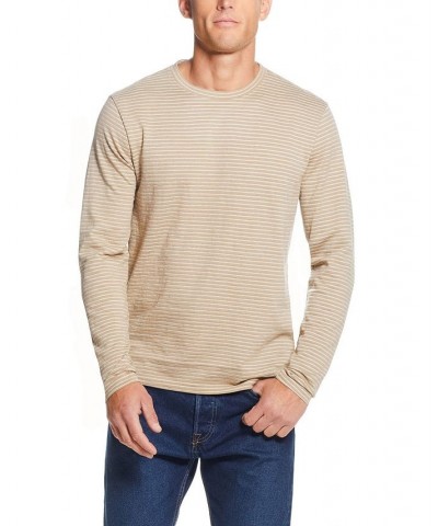 Men's Long Sleeve Crew Neck Striped T-shirt Tan/Beige $17.46 T-Shirts