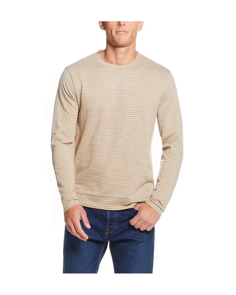 Men's Long Sleeve Crew Neck Striped T-shirt Tan/Beige $17.46 T-Shirts