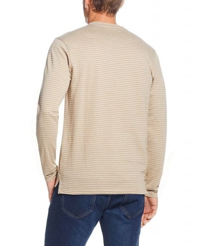 Men's Long Sleeve Crew Neck Striped T-shirt Tan/Beige $17.46 T-Shirts