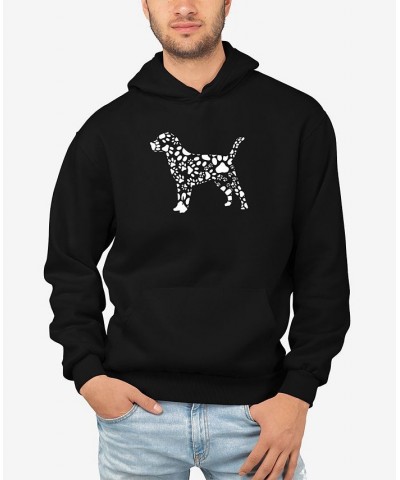 Men's Dog Paw Prints Word Art Hooded Sweatshirt Black $35.39 Sweatshirt