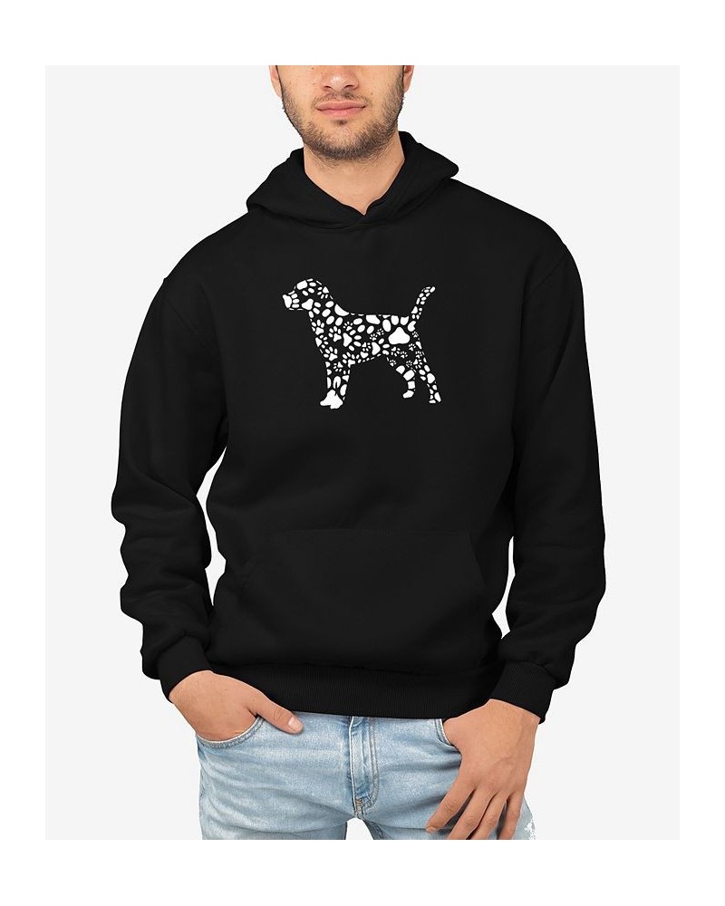 Men's Dog Paw Prints Word Art Hooded Sweatshirt Black $35.39 Sweatshirt