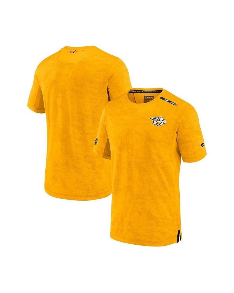 Men's Branded Gold Nashville Predators Authentic Pro Rink Premium Camo T-shirt $22.00 T-Shirts