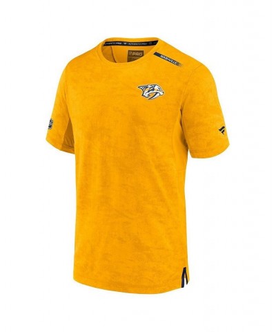 Men's Branded Gold Nashville Predators Authentic Pro Rink Premium Camo T-shirt $22.00 T-Shirts