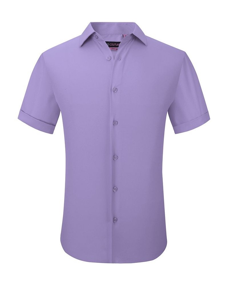 Men's Slim Fit Performance Short Sleeves Solid Button Down Shirt PD13 $18.14 Dress Shirts