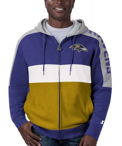 Men's Purple, Gold-Tone Baltimore Ravens Playoffs Color Block Full-Zip Hoodie $36.39 Sweatshirt