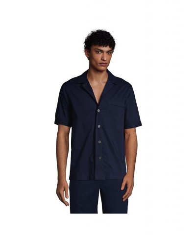 Men's Short Sleeve Poplin Pajama Shirt Radiant navy $29.97 Pajama