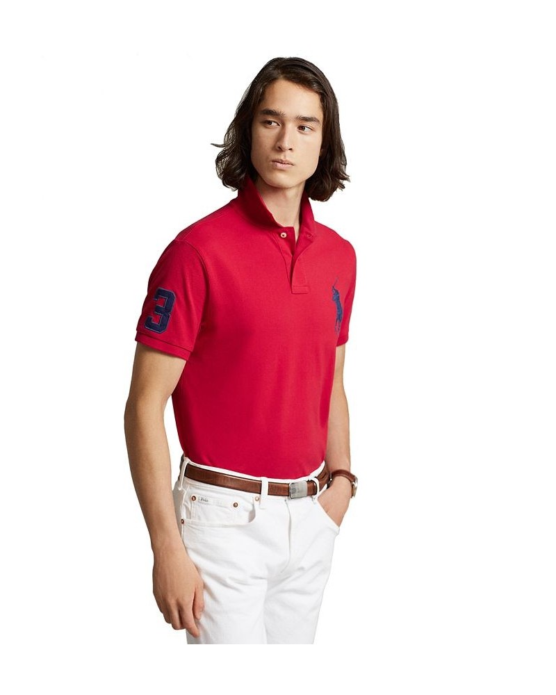 Men's Big Pony Custom Slim Fit Mesh Polo Red $53.75 Polo Shirts