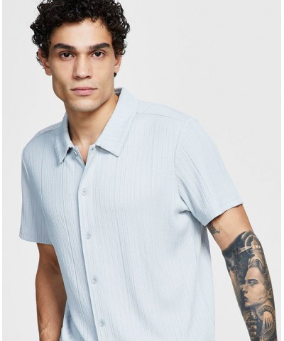 Men's Rib Knit Button-Up Short-Sleeve Shirt PD04 $18.77 Shirts