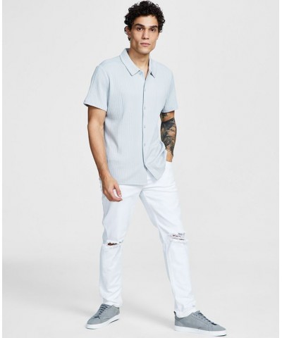 Men's Rib Knit Button-Up Short-Sleeve Shirt PD04 $18.77 Shirts