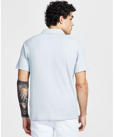 Men's Rib Knit Button-Up Short-Sleeve Shirt PD04 $18.77 Shirts