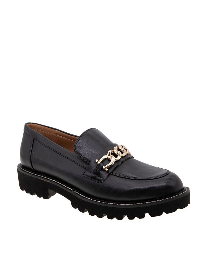 Women's Tinaa Lug Sole Loafers Black $44.69 Shoes