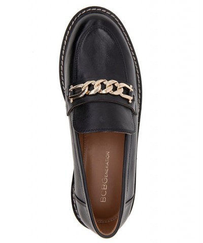 Women's Tinaa Lug Sole Loafers Black $44.69 Shoes