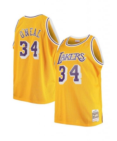 Men's Shaquille O'Neal Gold Los Angeles Lakers Big and Tall Hardwood Classics Jersey $37.95 Jersey