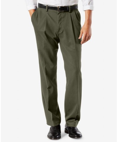 Men's Easy Classic Pleated Fit Khaki Stretch Pants Olive Grove $22.00 Pants