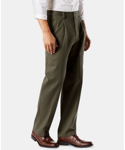 Men's Easy Classic Pleated Fit Khaki Stretch Pants Olive Grove $22.00 Pants