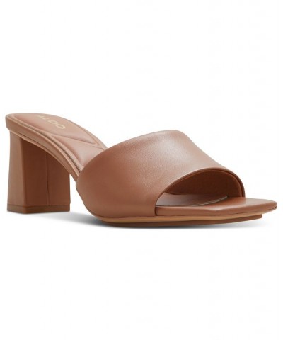 Women's Vidish Slip-On Block-Heel Dress Sandals Brown $38.00 Shoes