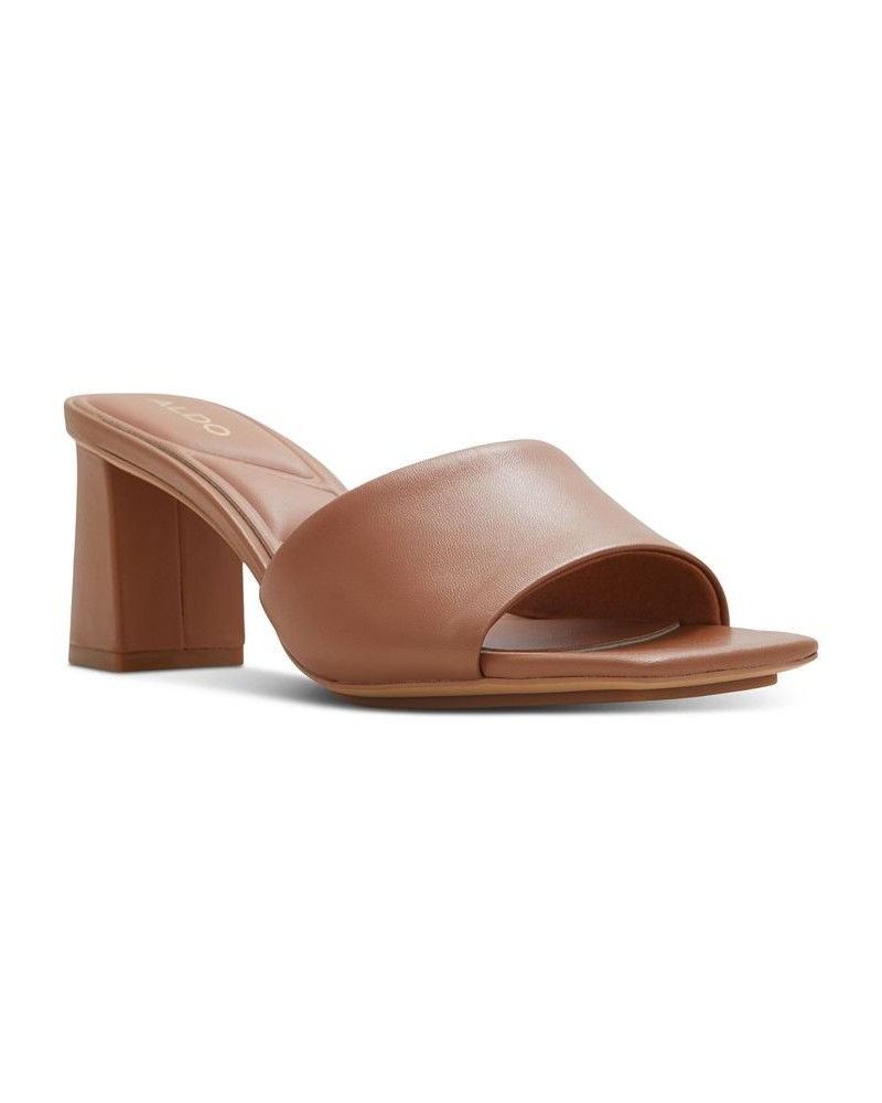 Women's Vidish Slip-On Block-Heel Dress Sandals Brown $38.00 Shoes