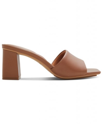 Women's Vidish Slip-On Block-Heel Dress Sandals Brown $38.00 Shoes