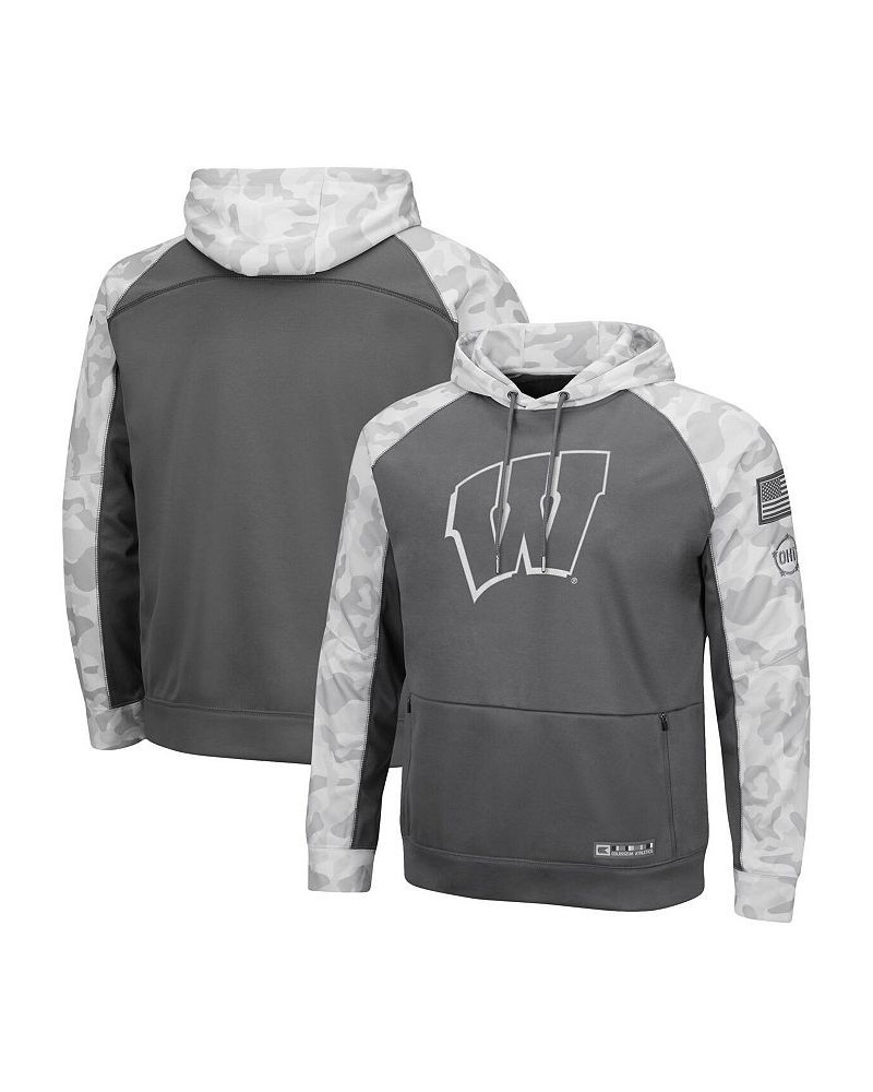 Men's Gray, Arctic Camo Wisconsin Badgers OHT Military-Inspired Appreciation Tonal Raglan Pullover Hoodie $38.40 Sweatshirt