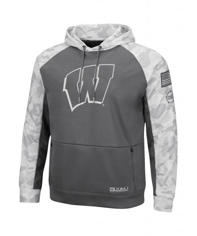 Men's Gray, Arctic Camo Wisconsin Badgers OHT Military-Inspired Appreciation Tonal Raglan Pullover Hoodie $38.40 Sweatshirt