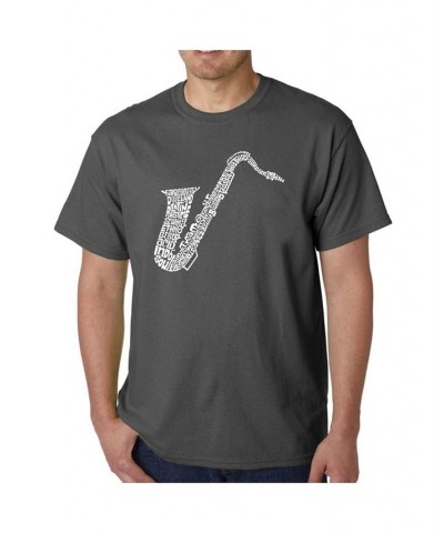 Mens Word Art T-Shirt - Saxaphone Black $20.99 T-Shirts