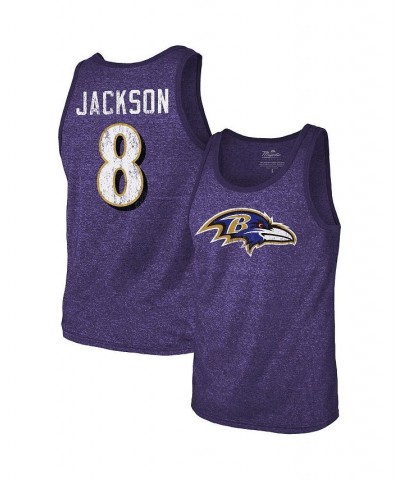 Men's Threads Lamar Jackson Purple Baltimore Ravens Name & Number Tri-Blend Tank Top $31.31 T-Shirts